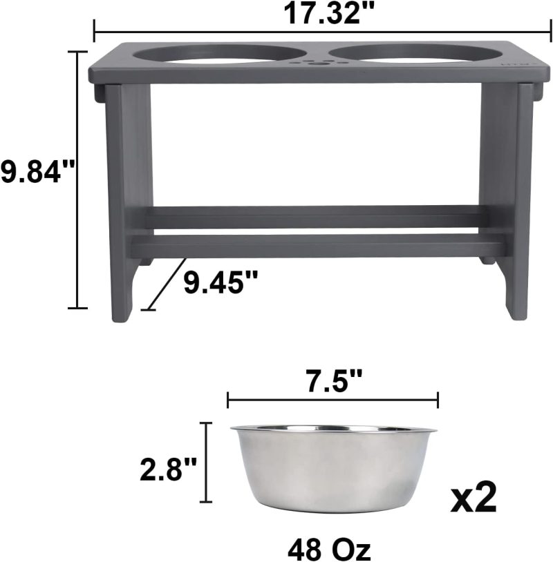 HTB Elevated Dog Bowls,Raised Dog Bowl Stand with 2 Stainless Steel Bowls,Elevated Raised Dog Bowls for Large Medium Small Sized - Image 13