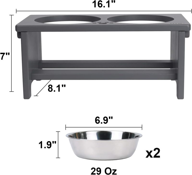 HTB Elevated Dog Bowls,Raised Dog Bowl Stand with 2 Stainless Steel Bowls,Elevated Raised Dog Bowls for Large Medium Small Sized - Image 36