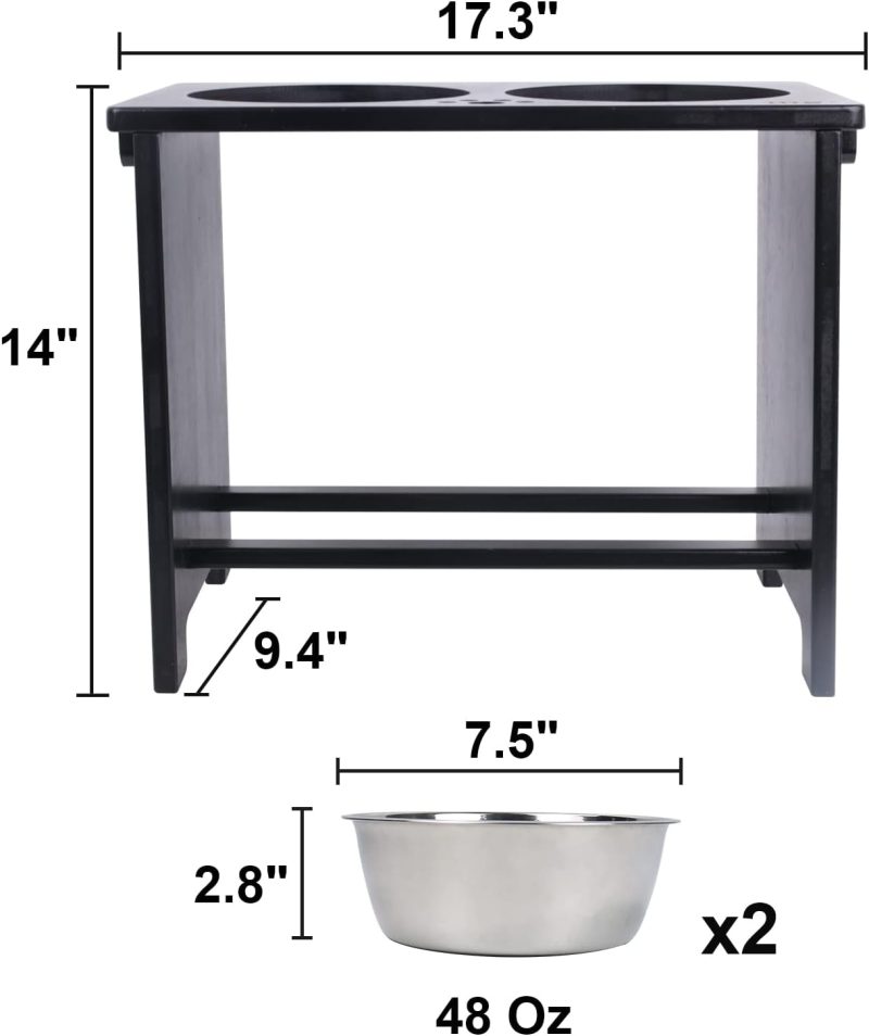 HTB Elevated Dog Bowls,Raised Dog Bowl Stand with 2 Stainless Steel Bowls,Elevated Raised Dog Bowls for Large Medium Small Sized - Image 20