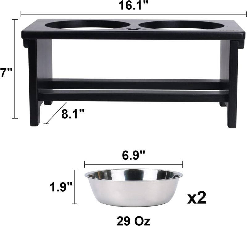 HTB Elevated Dog Bowls,Raised Dog Bowl Stand with 2 Stainless Steel Bowls,Elevated Raised Dog Bowls for Large Medium Small Sized - Image 43