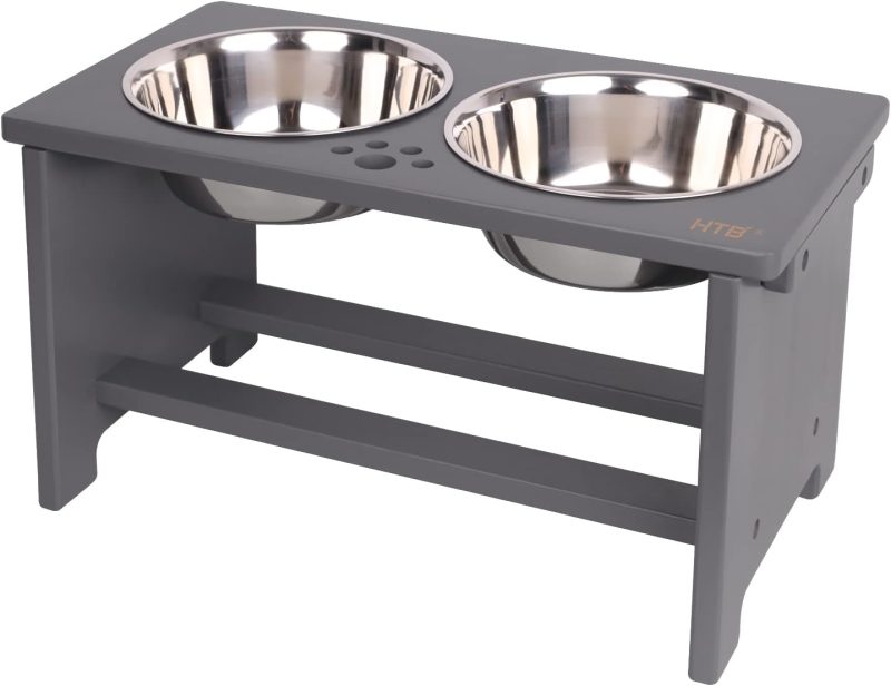 HTB Elevated Dog Bowls,Raised Dog Bowl Stand with 2 Stainless Steel Bowls,Elevated Raised Dog Bowls for Large Medium Small Sized - Image 9