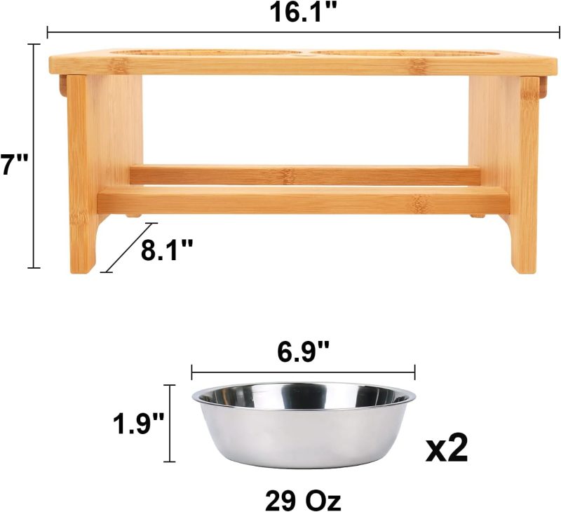 HTB Elevated Dog Bowls,Raised Dog Bowl Stand with 2 Stainless Steel Bowls,Elevated Raised Dog Bowls for Large Medium Small Sized - Image 28
