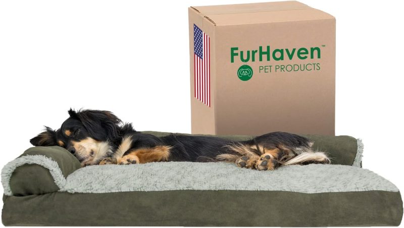 Furhaven Orthopedic Dog Bed for Medium/Small Dogs w/ Removable Bolsters & Washable Cover, For Dogs Up to 35 lbs - Plush & Almond - Image 220