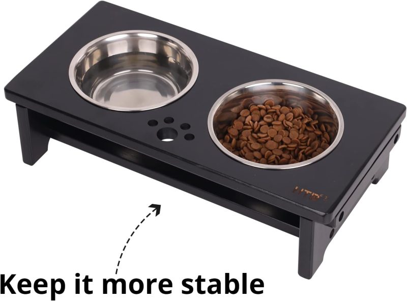 HTB Elevated Dog Bowls,Raised Dog Bowl Stand with 2 Stainless Steel Bowls,Elevated Raised Dog Bowls for Large Medium Small Sized - Image 4