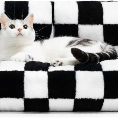 Pet Couch Bed, Washable Cat Beds for Medium Small Dogs & Cats up to 25 lbs, Durable Dog Beds with Non-Slip Bottom, Fluffy Cat