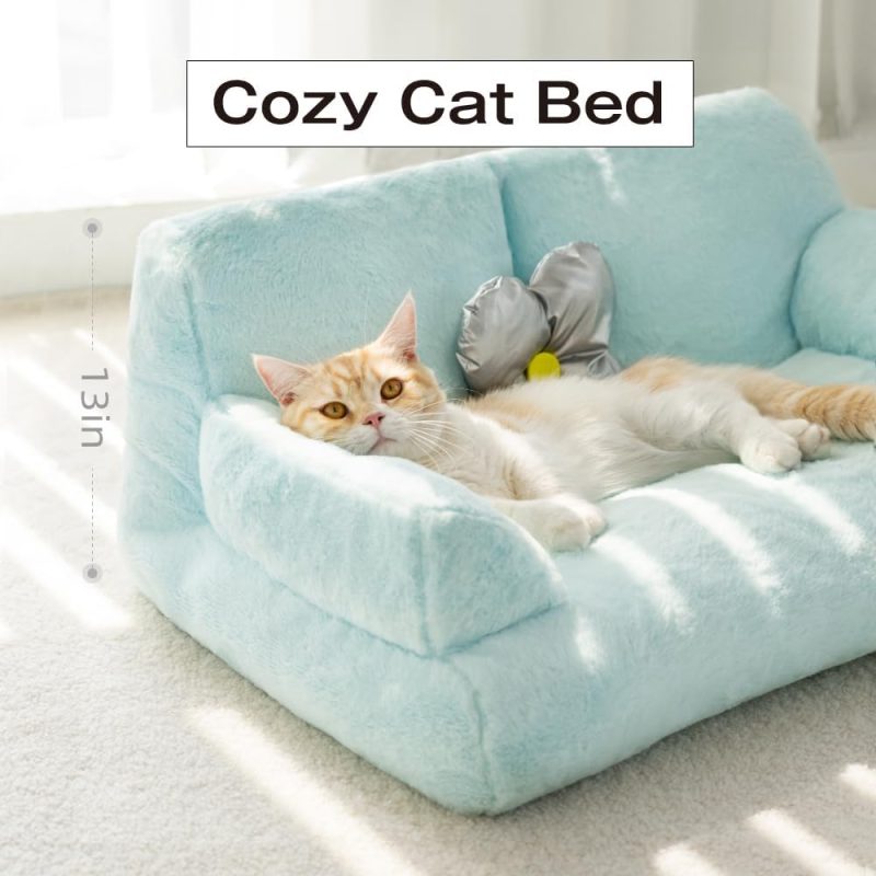 Pet Couch Bed, Washable Cat Beds for Medium Small Dogs & Cats up to 25 lbs, Durable Dog Beds with Non-Slip Bottom, Fluffy Cat - Image 11