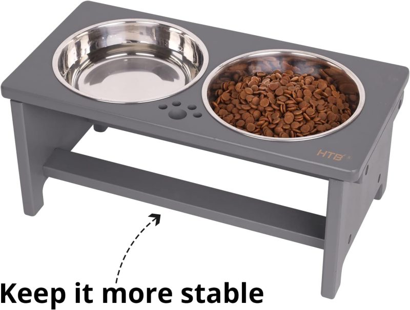 HTB Elevated Dog Bowls,Raised Dog Bowl Stand with 2 Stainless Steel Bowls,Elevated Raised Dog Bowls for Large Medium Small Sized - Image 35