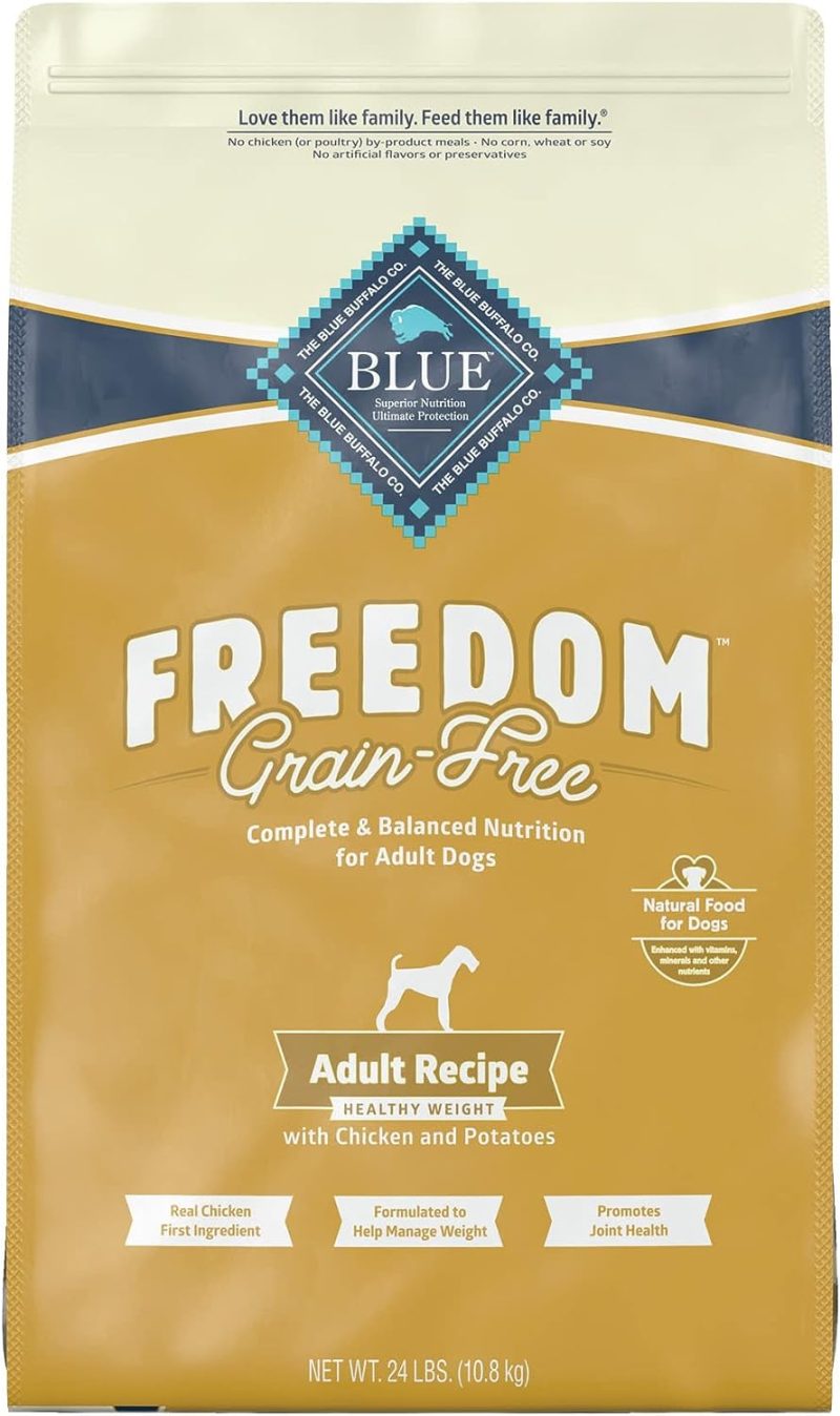 Blue Buffalo Freedom Grain Free Natural Adult Healthy Weight Dry Dog Food, Chicken 24-lb