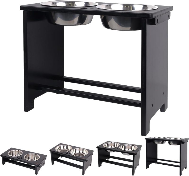 HTB Elevated Dog Bowls,Raised Dog Bowl Stand with 2 Stainless Steel Bowls,Elevated Raised Dog Bowls for Large Medium Small Sized - Image 16