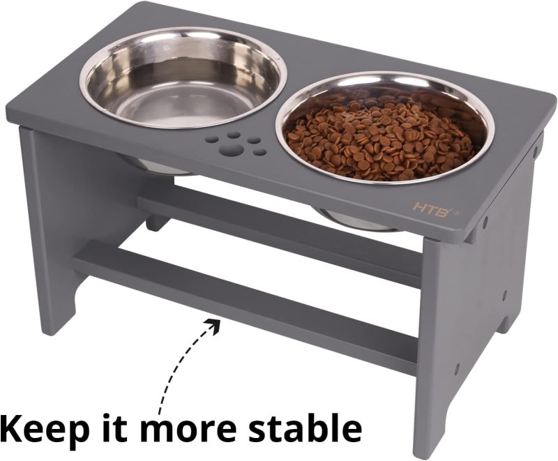 HTB Elevated Dog Bowls,Raised Dog Bowl Stand with 2 Stainless Steel Bowls,Elevated Raised Dog Bowls for Large Medium Small Sized - Image 12