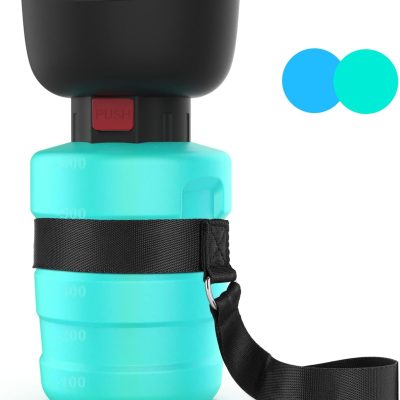 77oz Dog Travel Water Bottle with Pull-Out Drinking Bowl, Portable Dog Water Bowl Dispenser Suitable for Large, Medium, and