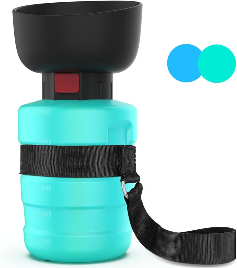 77oz Dog Travel Water Bottle with Pull-Out Drinking Bowl, Portable Dog Water Bowl Dispenser Suitable for Large, Medium, and