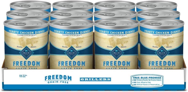 Blue Buffalo Freedom Grain Free Natural Adult Wet Dog Food, Chicken 12.5oz cans (Pack of 12)