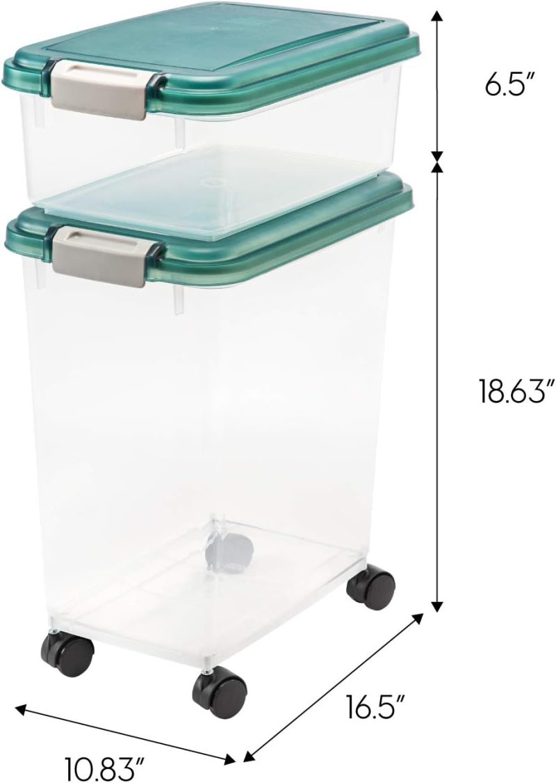 IRIS USA Airtight Pet Food/Treat Storage Container Combo, Blue - Image 8