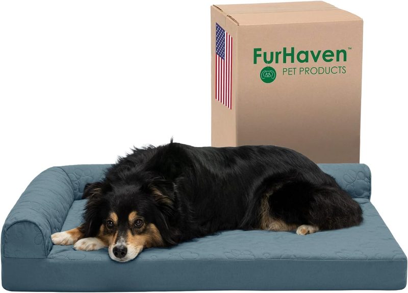 Furhaven Orthopedic Dog Bed for Medium/Small Dogs w/ Removable Bolsters & Washable Cover, For Dogs Up to 35 lbs - Plush & Almond - Image 520