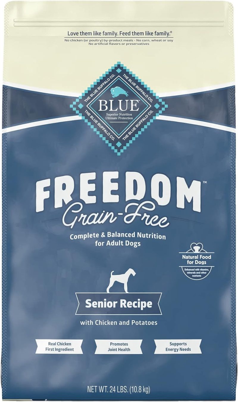 Blue Buffalo Freedom Grain Free Natural Senior Dry Dog Food, Chicken 24-lb