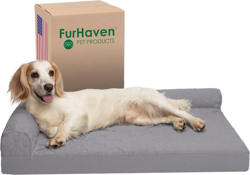 Furhaven Orthopedic Dog Bed for Medium/Small Dogs w/ Removable Bolsters & Washable Cover, For Dogs Up to 35 lbs - Plush & Almond - Image 686
