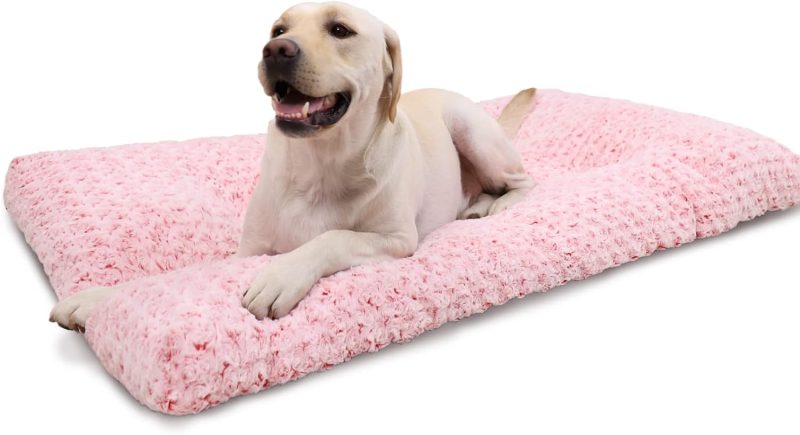 Washable Dog Bed Deluxe Plush Dog Crate Beds Fulffy Comfy Kennel Pad Anti-Slip Pet Sleeping Mat for Large, Jumbo, Medium, Small