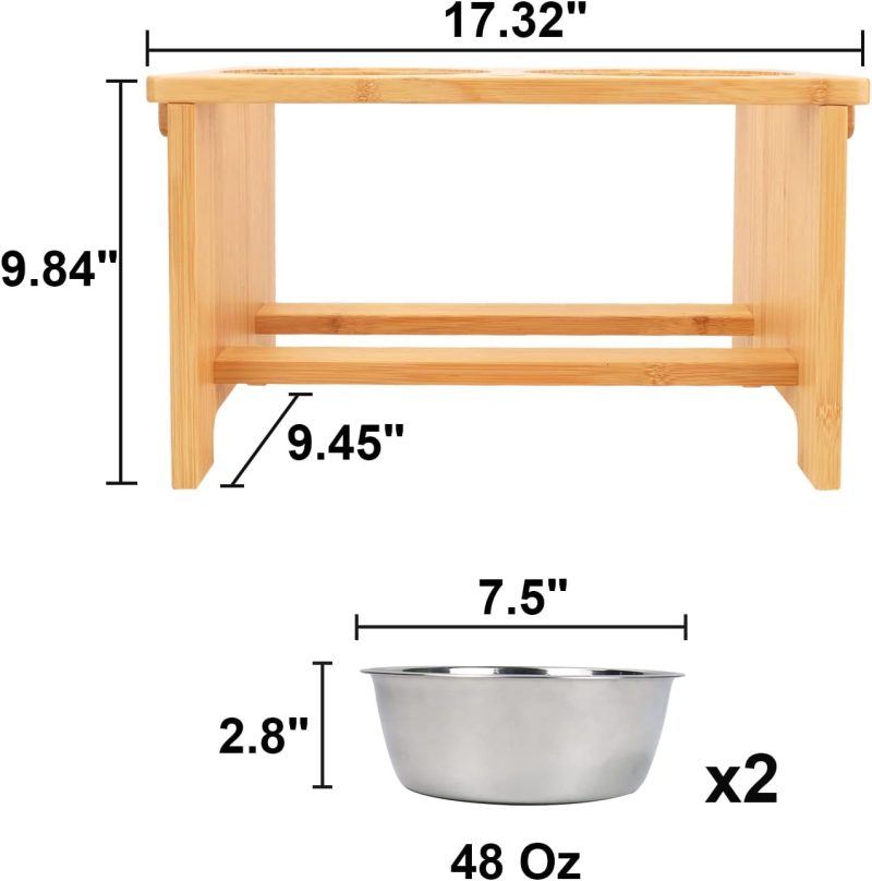 HTB Elevated Dog Bowls,Raised Dog Bowl Stand with 2 Stainless Steel Bowls,Elevated Raised Dog Bowls for Large Medium Small Sized - Image 66