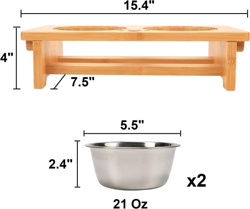 HTB Elevated Dog Bowls,Raised Dog Bowl Stand with 2 Stainless Steel Bowls,Elevated Raised Dog Bowls for Large Medium Small Sized - Image 50