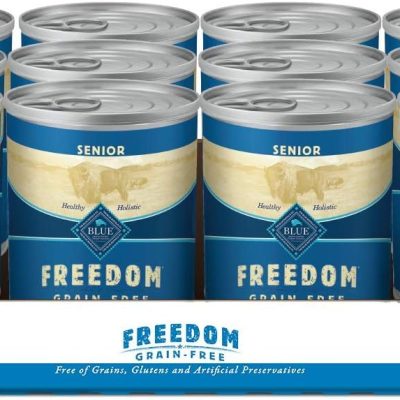 Blue Buffalo Freedom Grain Free Natural Senior Wet Dog Food, Chicken 12.5oz cans (Pack of 12)