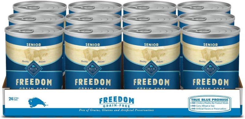 Blue Buffalo Freedom Grain Free Natural Senior Wet Dog Food, Chicken 12.5oz cans (Pack of 12)