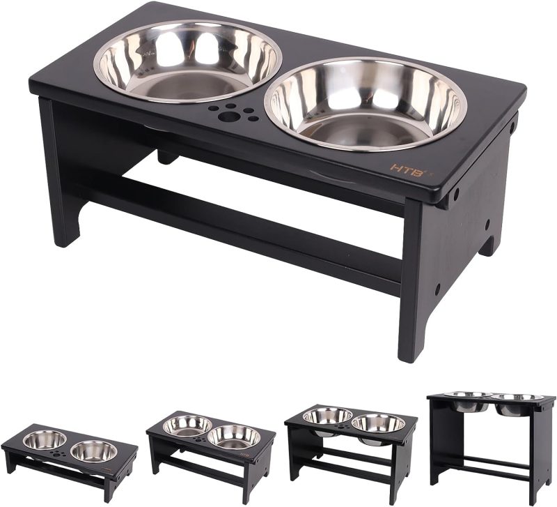 HTB Elevated Dog Bowls,Raised Dog Bowl Stand with 2 Stainless Steel Bowls,Elevated Raised Dog Bowls for Large Medium Small Sized - Image 39