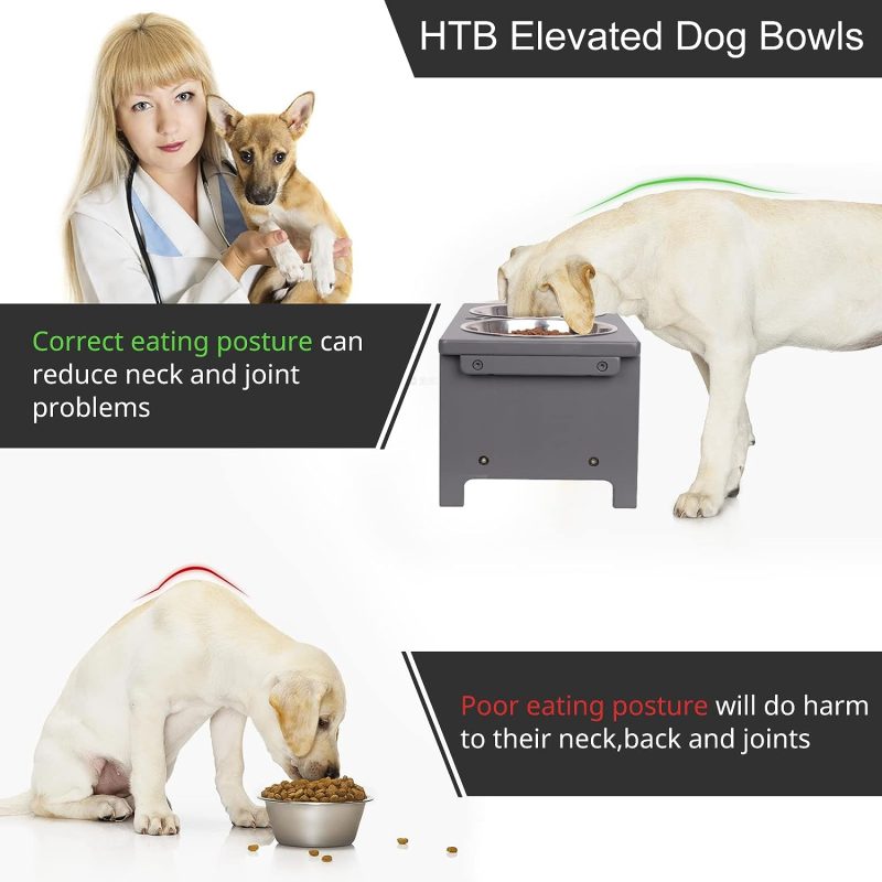 HTB Elevated Dog Bowls,Raised Dog Bowl Stand with 2 Stainless Steel Bowls,Elevated Raised Dog Bowls for Large Medium Small Sized - Image 37