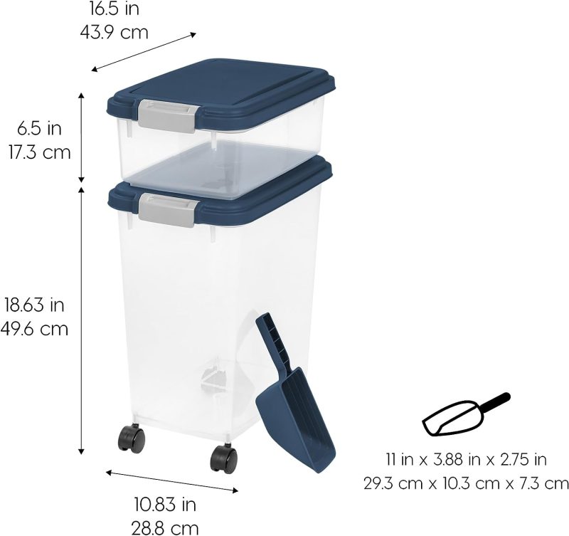 IRIS USA Airtight Pet Food/Treat Storage Container Combo, Blue - Image 26