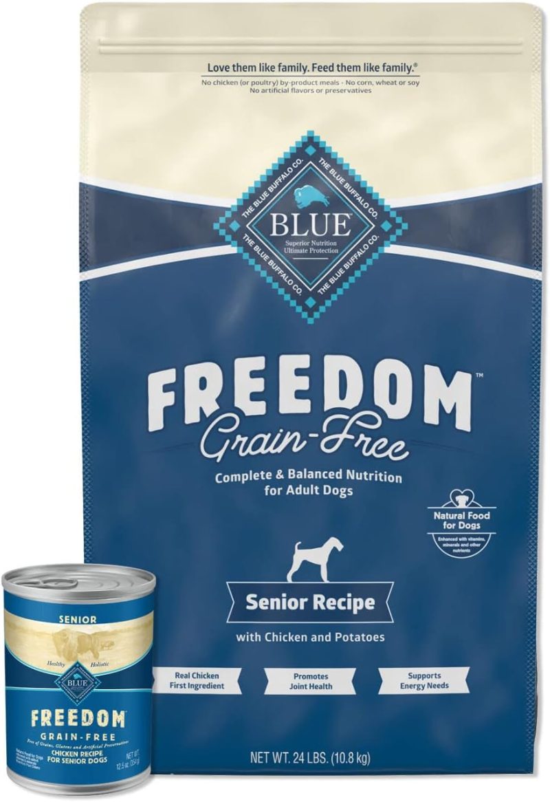 Blue Buffalo Freedom Grain Free Natural Senior Dry Dog Food, Chicken 24-lb - Image 16