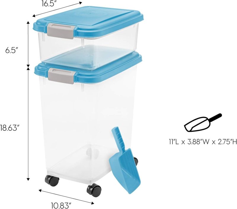 IRIS USA Airtight Pet Food/Treat Storage Container Combo, Blue - Image 35