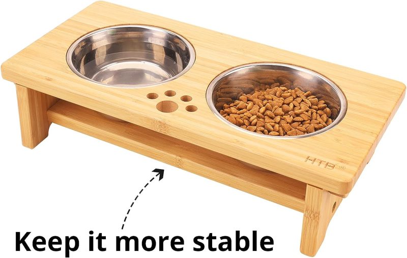 HTB Elevated Dog Bowls,Raised Dog Bowl Stand with 2 Stainless Steel Bowls,Elevated Raised Dog Bowls for Large Medium Small Sized - Image 49
