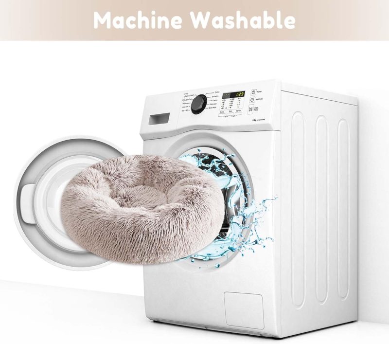 Calming Dog Bed & Cat Bed, Anti-Anxiety Donut Cuddler Warming Cozy Soft Round Fluffy Faux Fur Plush Cushion bed for Small Medium - Image 115