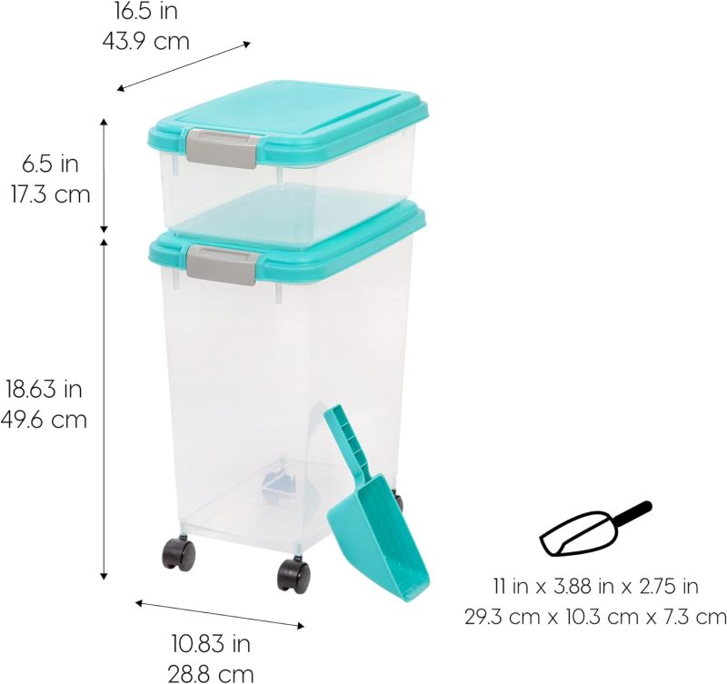 IRIS USA Airtight Pet Food/Treat Storage Container Combo, Blue - Image 48