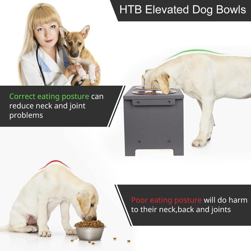 HTB Elevated Dog Bowls,Raised Dog Bowl Stand with 2 Stainless Steel Bowls,Elevated Raised Dog Bowls for Large Medium Small Sized - Image 14