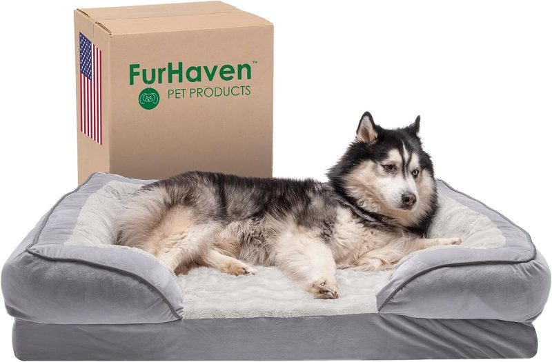 Furhaven Cooling Gel Dog Bed for Large Dogs w/ Removable Bolsters & Washable Cover, For Dogs Up to 95 lbs - Plush & Velvet Waves - Image 341