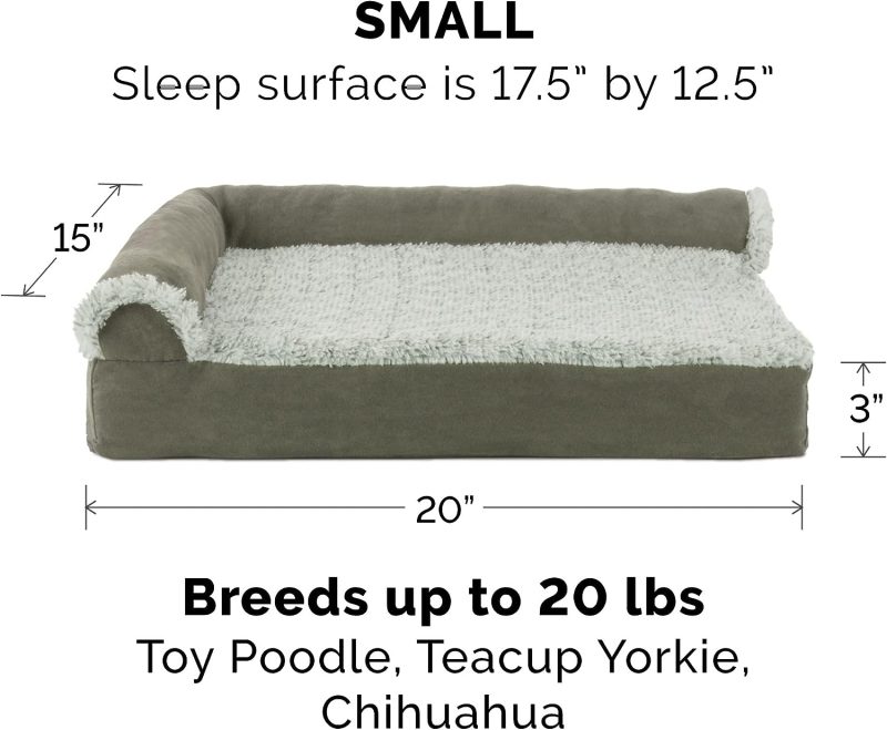 Furhaven Orthopedic Dog Bed for Medium/Small Dogs w/ Removable Bolsters & Washable Cover, For Dogs Up to 35 lbs - Plush & Almond - Image 331