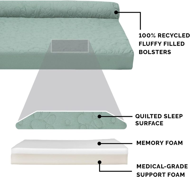 Furhaven Cooling Gel Dog Bed for Large/Medium Dogs w/ Removable Bolsters & Washable Cover, For Dogs Up to 55 lbs - Plush & - Image 98