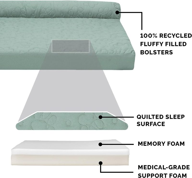 Furhaven Orthopedic Dog Bed for Medium/Small Dogs w/ Removable Bolsters & Washable Cover, For Dogs Up to 35 lbs - Plush & Almond - Image 98