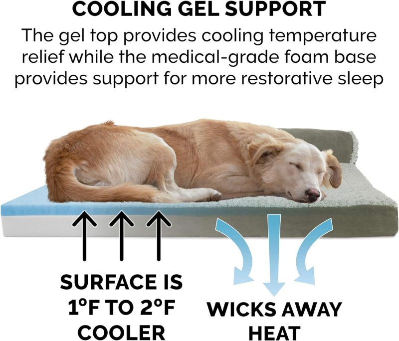 Furhaven Cooling Gel Dog Bed for Large/Medium Dogs w/ Removable Bolsters & Washable Cover, For Dogs Up to 55 lbs - Plush & - Image 248