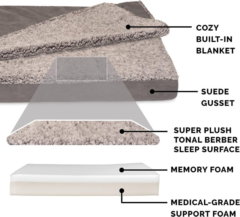 Furhaven Cooling Gel Dog Bed for Large Dogs w/ Removable Bolsters & Washable Cover, For Dogs Up to 95 lbs - Plush & Velvet Waves - Image 15