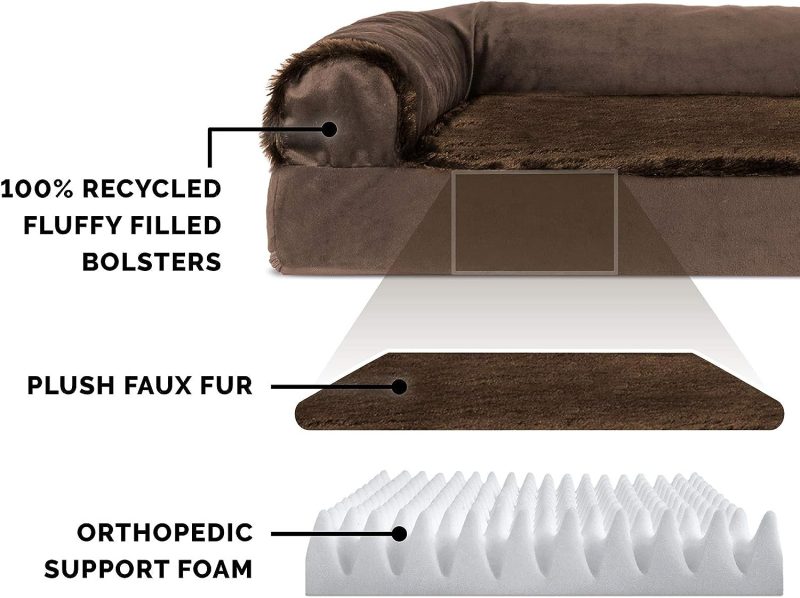 Furhaven Orthopedic Dog Bed for Medium/Small Dogs w/ Removable Bolsters & Washable Cover, For Dogs Up to 35 lbs - Plush & Almond - Image 338