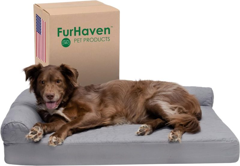 Furhaven Orthopedic Dog Bed for Medium/Small Dogs w/ Removable Bolsters & Washable Cover, For Dogs Up to 35 lbs - Plush & Almond - Image 305