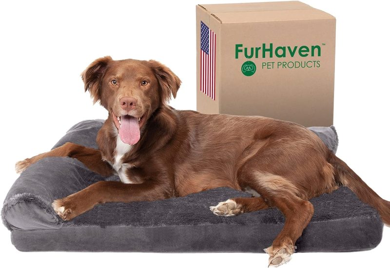 Furhaven Orthopedic Dog Bed for Medium/Small Dogs w/ Removable Bolsters & Washable Cover, For Dogs Up to 35 lbs - Plush & Almond - Image 115
