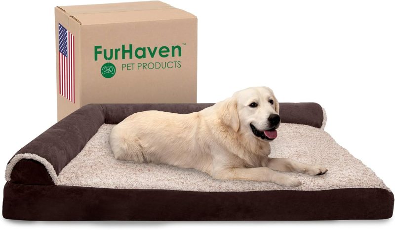Furhaven Orthopedic Dog Bed for Medium/Small Dogs w/ Removable Bolsters & Washable Cover, For Dogs Up to 35 lbs - Plush & Almond - Image 555