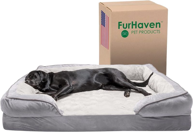 Furhaven Cooling Gel Dog Bed for Large Dogs w/ Removable Bolsters & Washable Cover, For Dogs Up to 95 lbs - Plush & Velvet Waves - Image 338
