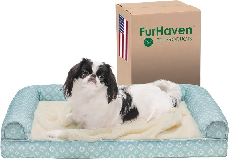 Furhaven Cooling Gel Dog Bed for Large Dogs w/ Removable Bolsters & Washable Cover, For Dogs Up to 95 lbs - Plush & Velvet Waves - Image 380