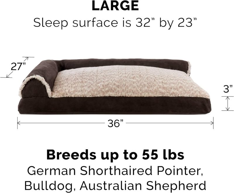 Furhaven Orthopedic Dog Bed for Medium/Small Dogs w/ Removable Bolsters & Washable Cover, For Dogs Up to 35 lbs - Plush & Almond - Image 536