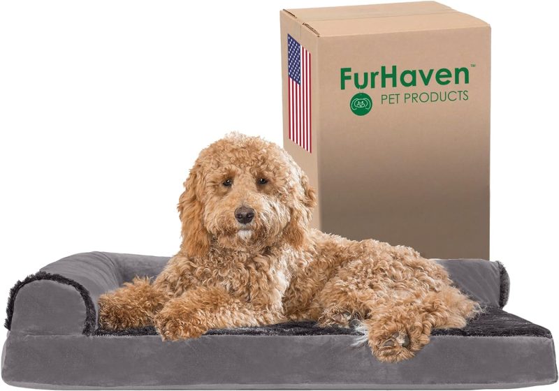 Furhaven Orthopedic Dog Bed for Medium/Small Dogs w/ Removable Bolsters & Washable Cover, For Dogs Up to 35 lbs - Plush & Almond - Image 503