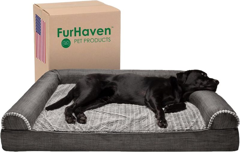 Furhaven Cooling Gel Dog Bed for Large Dogs w/ Removable Bolsters & Washable Cover, For Dogs Up to 95 lbs - Plush & Velvet Waves - Image 209
